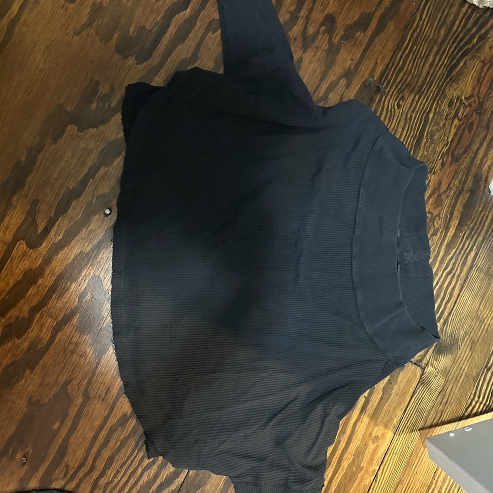 We The Free Black Turtleneck Blouse with 3/4 Sleeves